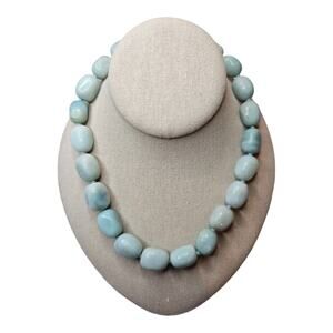 Gold Stone Jewelers Semi-precious Blue Chalcedony Necklace Sterling Silv…